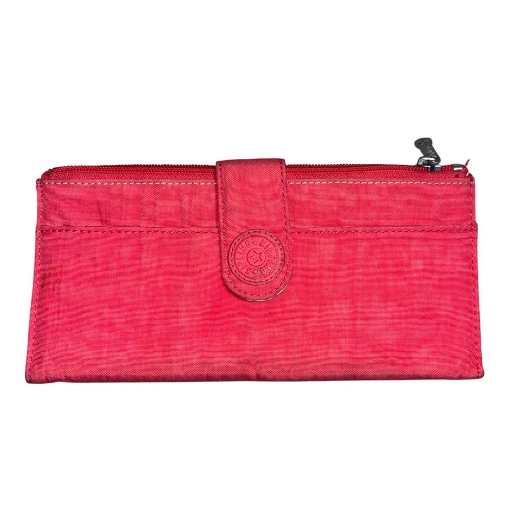 Kipling Crinkle Nylon Bifold Wallet Snap Closure Long Organizer Clutch On the Go